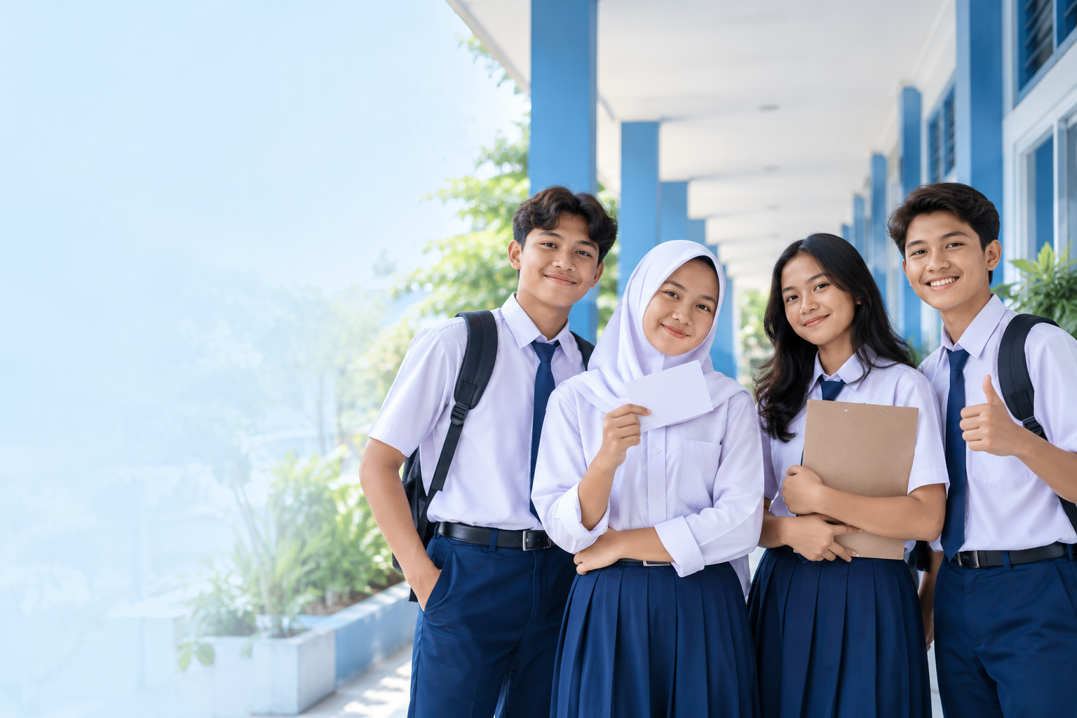 Siswa SMPN 3 Wates di lingkungan sekolah